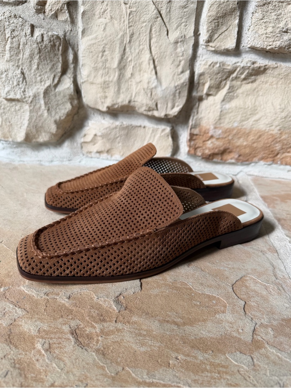 Dolce Vita Brown Perforated Slip-On Women's Mules